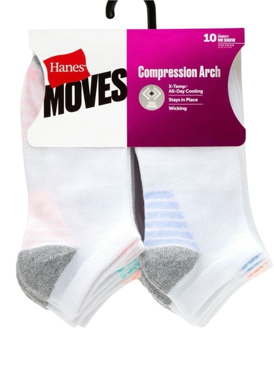 Hanes Accessories - Hanes White Women's No-Show Compression Arch Socks - 10 Pack